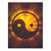 Vintage Yin Yang Symbol Print Post Card