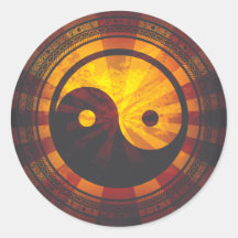 Vintage Yin Yang Symbol Print Round Stickers
