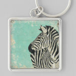 Vintage Zebra Blue Keychain keychains