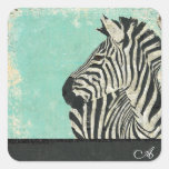Vintage Zebra Monogram  Sticker