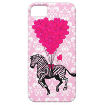 Vintage zebra & pink  heart balloons