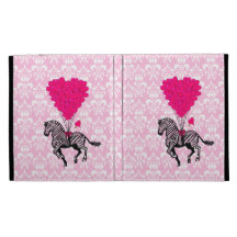 Vintage zebra & pink heart iPad folio cover