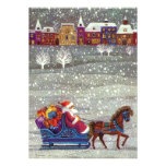 Vintge Santa Claus Sleigh Snow Christmas Party Personalised Invite