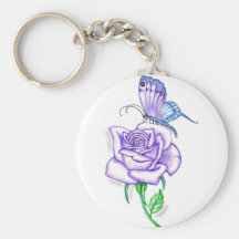 Violet Butterfly with Rose Keychains