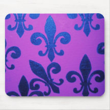Violet Crooked Fleur De Lis Mousemats