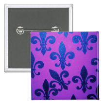 Violet Crooked Fleur De Lis Pinback Button