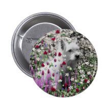 Violet in Flowers Button - West Highland Westie