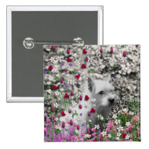 Violet in Flowers – White Westie Dog Pins