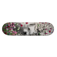 Violet in Flowers – White Westie Dog Custom Skateboard