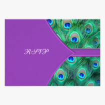 Violet Purple Peacock Wedding RSVP invitations