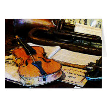 Violin and Bugle Greeting Cards