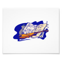 violin blue music jar still life.png photographic print