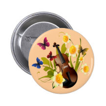 VIOLIN, FLOWERS AND BUTTERFLIES PIN