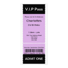 VIP Pass Party Admission Ticket Personalized Invite