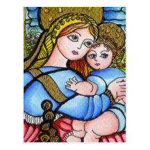 Virgin Mary and Jesus child Postcard