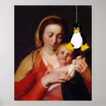VIRGIN MARY JESUS LINUX TUX POSTER
