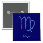 Virgo. Zodiac Astrological Sign. Blue. Pinback Button