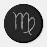 Virgo. Zodiac Astrology Sign. Black. Fridge Magnet