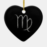 Virgo. Zodiac Astrology Sign. Black. Christmas Ornament
