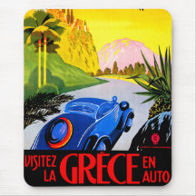 Visit Greece ~ Vintage Automobile Travel Ad Mousepad