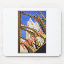 Visit Prague Vintage Travel Poster Art Mousepad