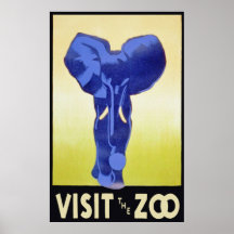 Visit the Zoo Blue Elephant Print