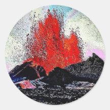 Volcano 7 enamel round stickers
