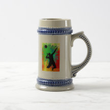 Volley Ball Service Fireworks Coffee Mugs
