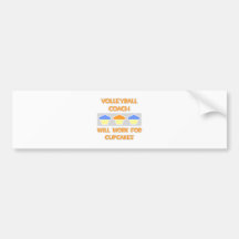 Volleyball Coach ... Will Work For Cupcakes Bumper Stickers
