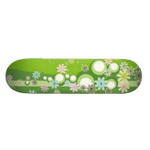 Volutes � fleurs sur motif vert - skateboards customisés