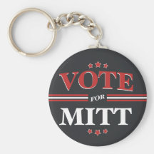 Vote For Mitt Romney Round (Black) Keychains