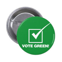 Vote Green - Solid Pinback Button