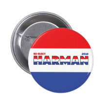 Vote Harman 2010 Elections Red White and Blue Pinback Buttons