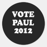 VOTE PAUL IN 2012 (white) Round Sticker