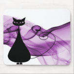 VoxKitty Black Cat on Rainbow Waves - Purple mousepads