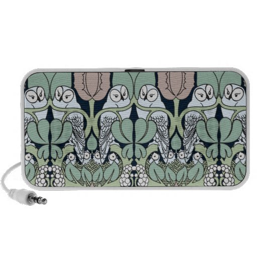 Voysey Art Nouveau Owl Nest Pattern Doodle Speaker