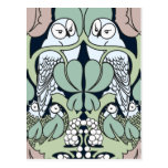 Voysey Art Nouveau Owl Nest Pattern Postcard