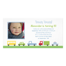 Vroom Vroom Cars Photo Birthday Party Invitation Photo Greeting Card