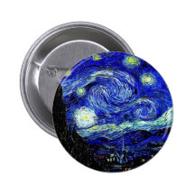vVan Gogh Starry Night Fine Art Pinback Buttons