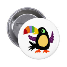 VW- Funny Toucan Bird Primitive Art Button