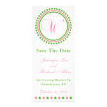 W Dot Circle Monogram Save The Date (Pink / Green) invitations