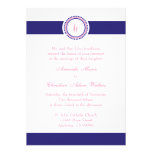W Monogram Dot Circle Wedding Invitations (Navy)