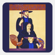 W.P.A. Pennsylvania Travel Poster Vintage Square Stickers