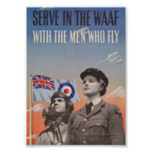 WAAF in Uniform with Pilot Beside Her Photographic Print
