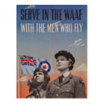 WAAF in Uniform with Pilot Beside Her Post Card