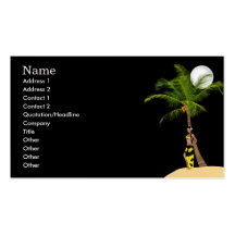 Wahine Pinup Coconut Tree Business Cards  Night