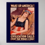 Wake Up America  Vintage Poster