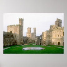 Wales, Caernarfon castle, one of Edward's 2 Print