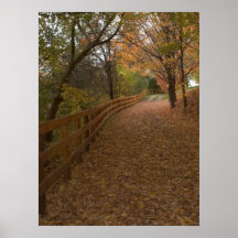 walking through the leaves of fall poster