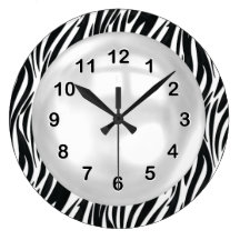 Wall Clock Black White Zebra Stripe